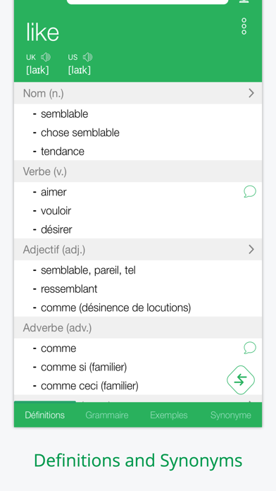 Screenshot #1 pour Dictionnaire Anglais Français+