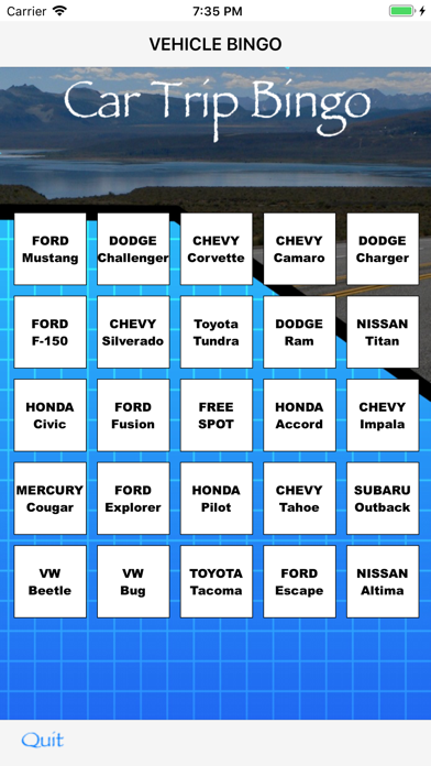 Car Trip Bingo Screenshot