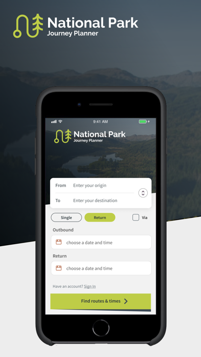 National Park Journey Planner Screenshot