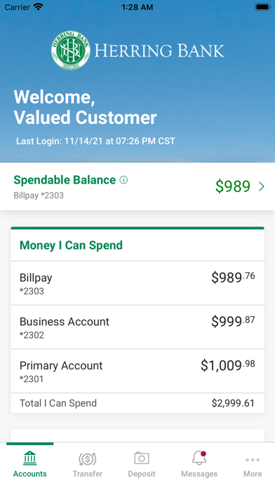 Herring Bank Mobile Banking Screenshot