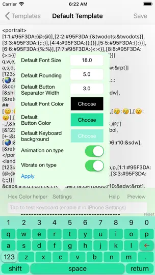Captura de pantalla de Personal Keyboard Lite en iPhone 3