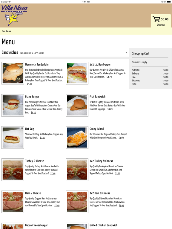 Villa Nova Drive Thru iPad screenshot 2 - Food & Drink app
