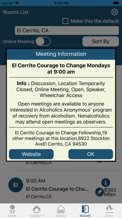 zSober:AA Meetings, Rehab Screenshot