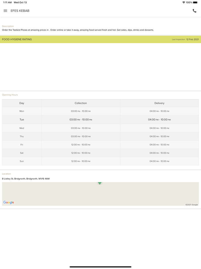 Efes Kebab Bridgnorth