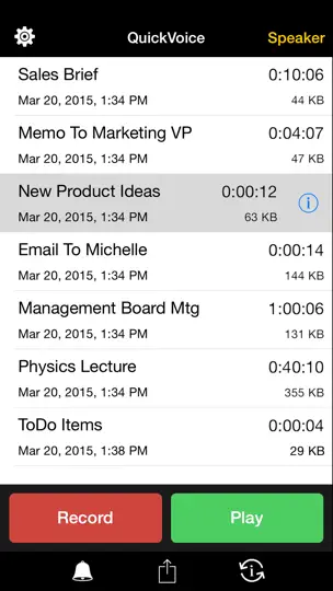 Capture d'écran de QuickVoice® Recorder sur iPhone 1
