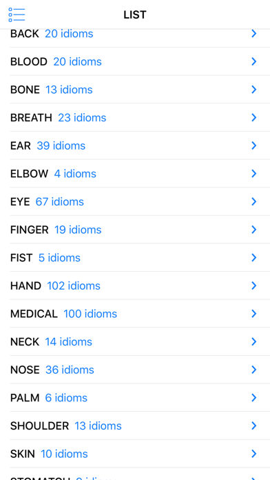 Body & Medical idioms screenshot