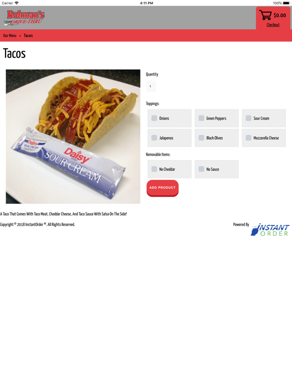 Bohman's Carryout iPad screenshot 3 - Food & Drink app