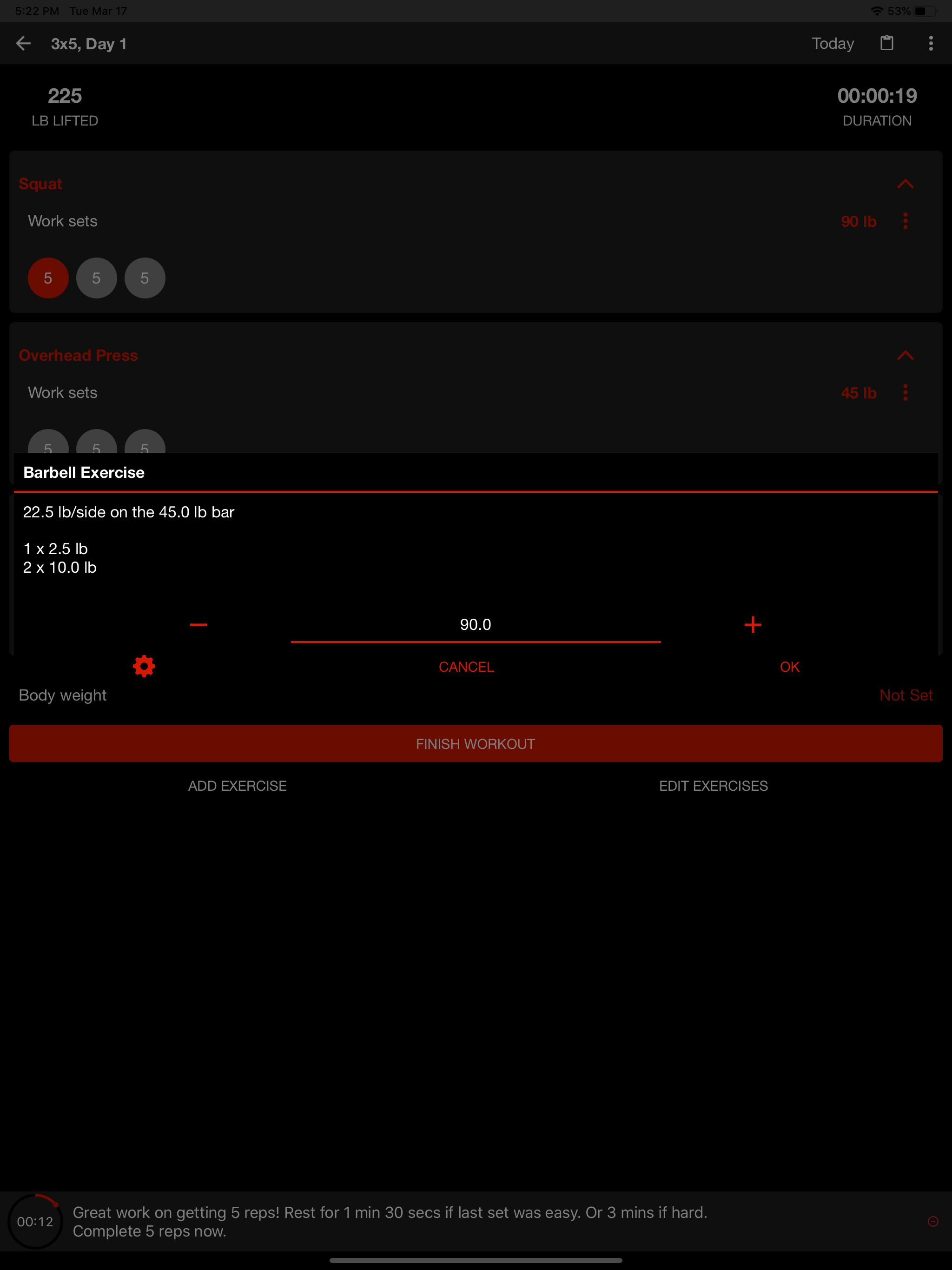 Startling Strength 3x5 Gym Log