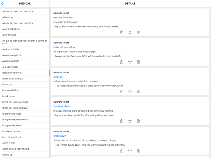 Body and Medical idioms