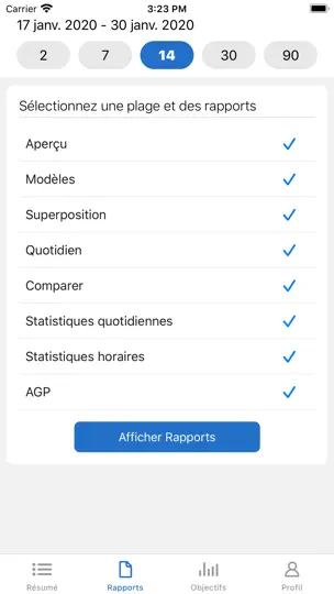 Capture d'écran de Dexcom Clarity sur iPhone 5