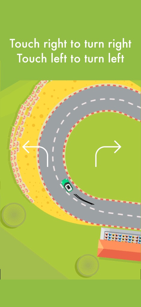Touch Round - Watch game - Users can master race track turns with simple left and right taps, directly influencing the car's movement.