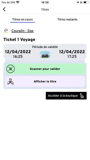 Capture d'écran de Ticket Modalis sur iPhone 6