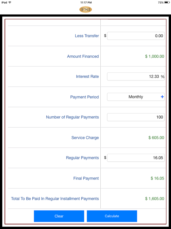 Screenshot #4 pour FSI Payment Calculator