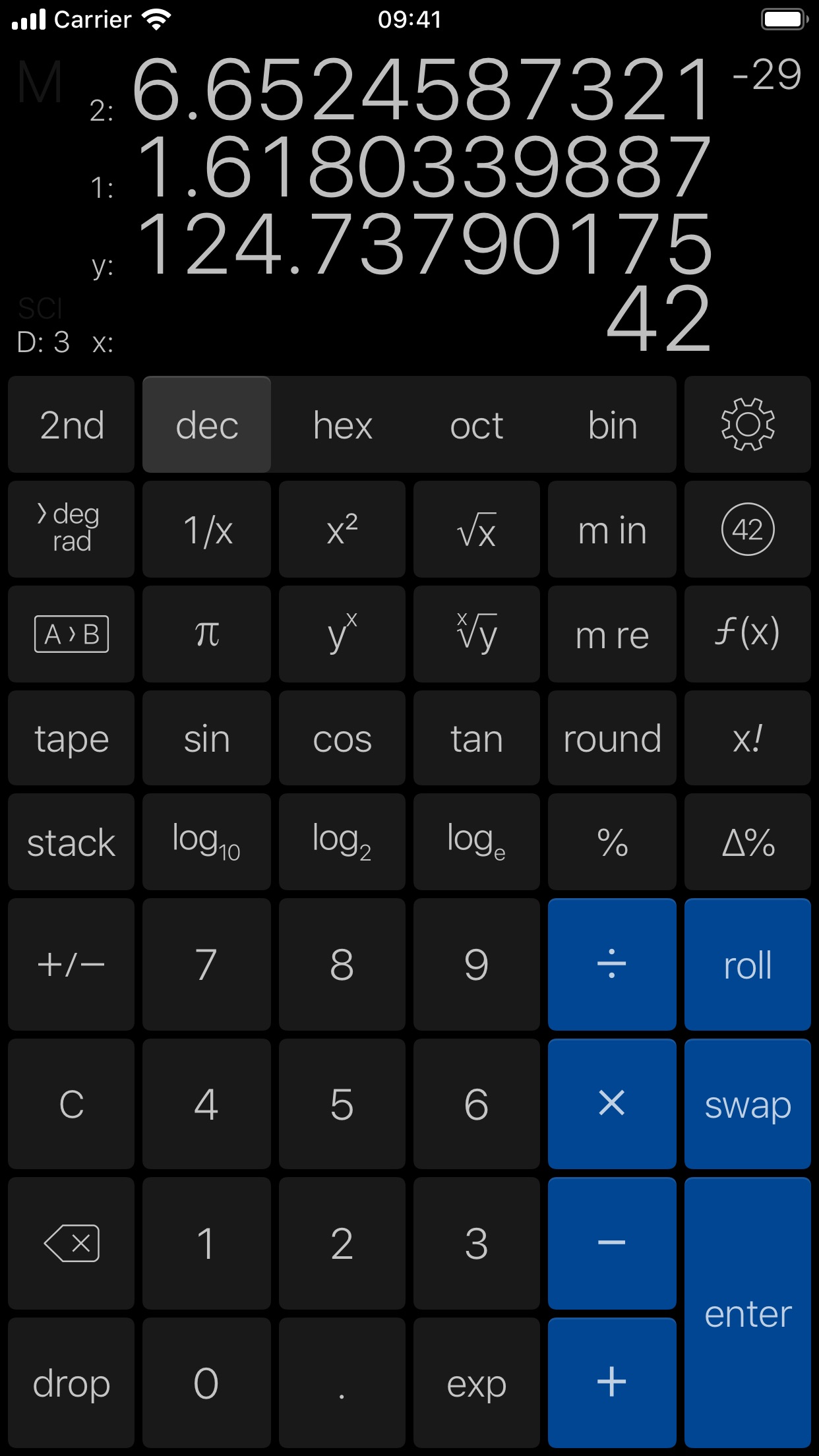 Screenshot do app PCalc