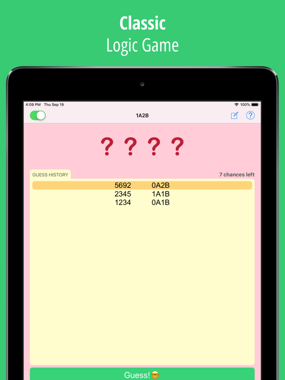 Screenshot #4 pour 1A2B Fun! - Logic, Mastermind