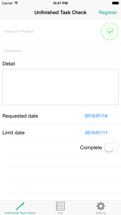 Screenshot #1 pour Unfinished Task Check