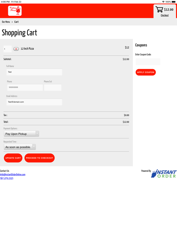 Keyhole Pizza iPad screenshot 4 - Food & Drink app