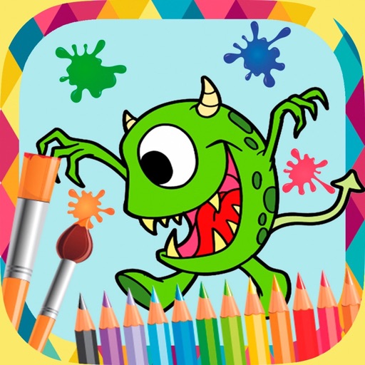 Monsters and robots to paint - coloring book icon