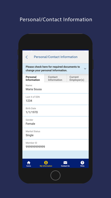 1199SEIU MyAccount Screenshot