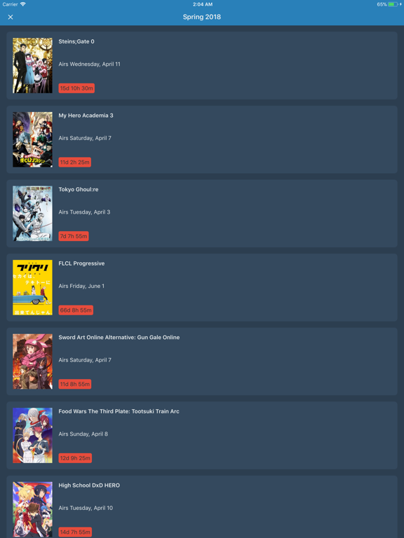 Anime Reminder by ayyfish iPad screenshot 2 - Entertainment app