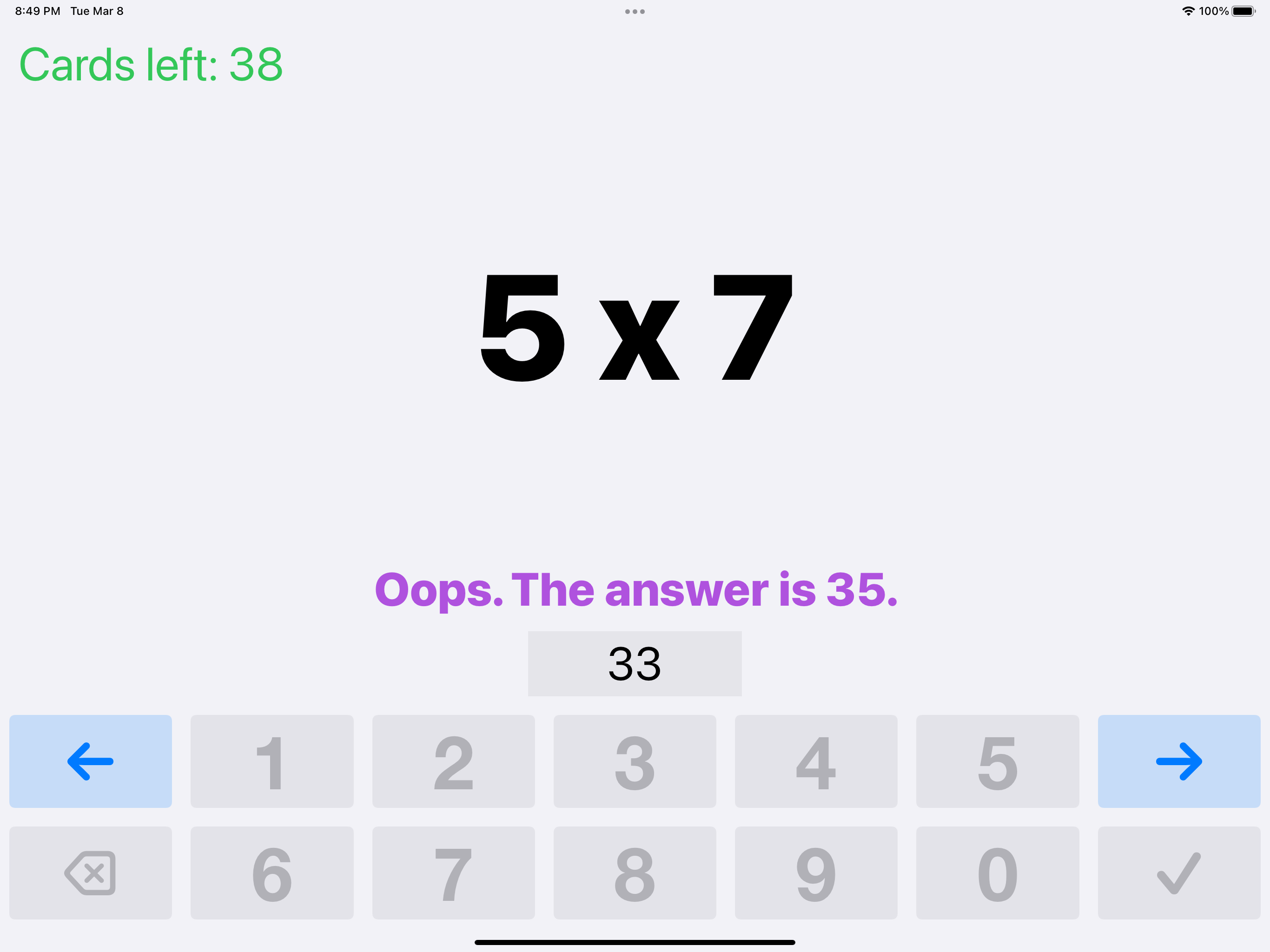 Flashcards for math