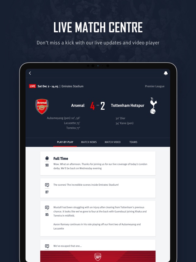 The Arsenal App, Arsenal App, News