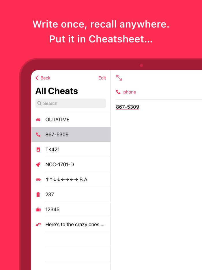 Cheatsheet — Notes Widget