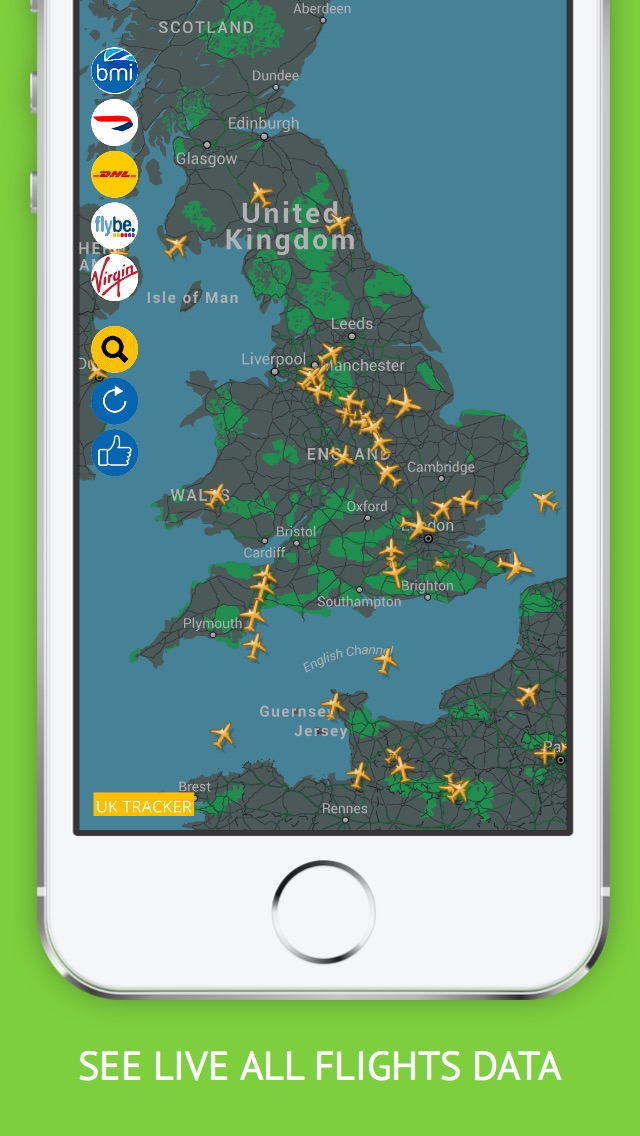 UK Flights See live all Sky