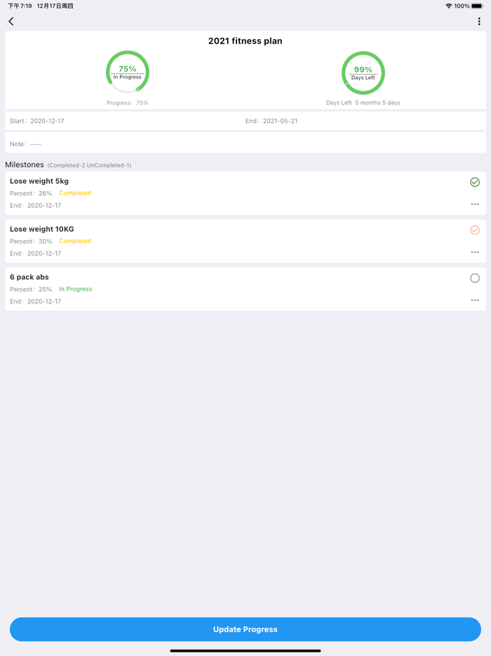 Goal Tracker - Plan Setting