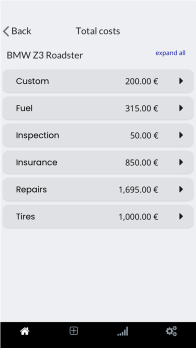 Car expenses tracker Screenshot