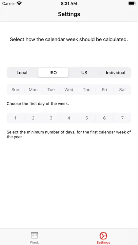 Calendar weeks for your watch screenshot 1 of 2