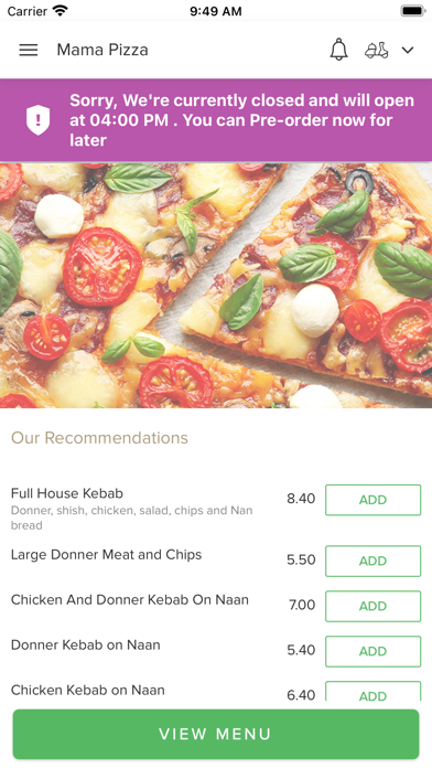 Mama Pizza Golborne. Screenshot