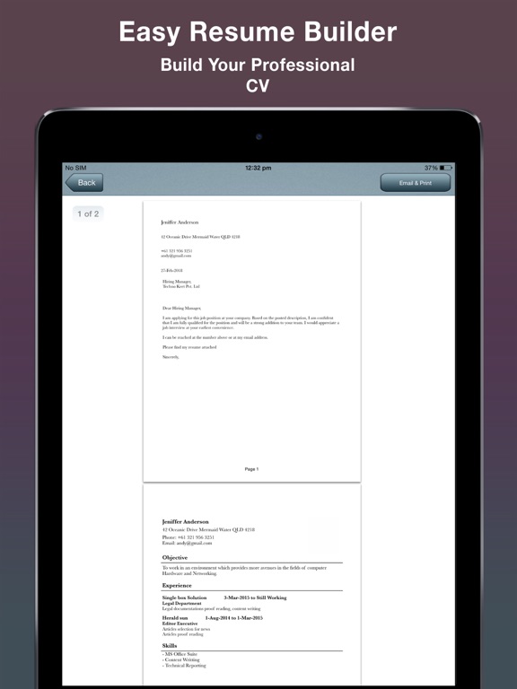 Screenshot #1 for Easy Resume Builder : CV Maker