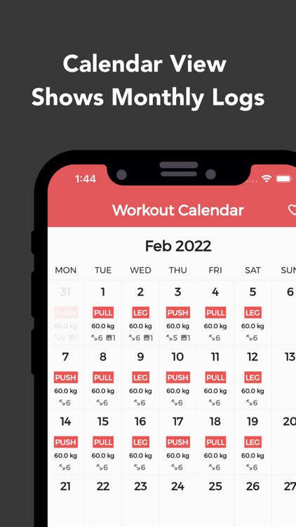 Workout Calendar: Track/Log
