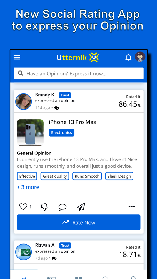 #3. Utternik - Social Community (iOS) 由: Rohitesh Gupta