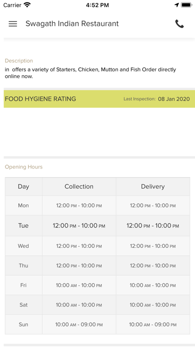 Swagath Indian Restaurant Screenshot