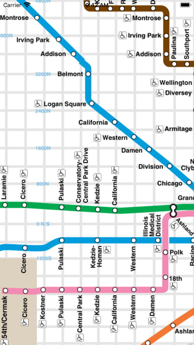 Chicago CTA Train Bus Tracker Screenshot