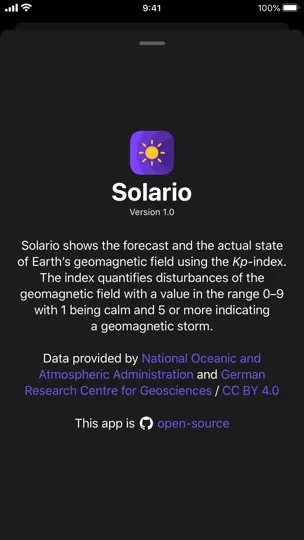 Capture d'écran de Solario - Geomagnetic Storms sur iPhone 4
