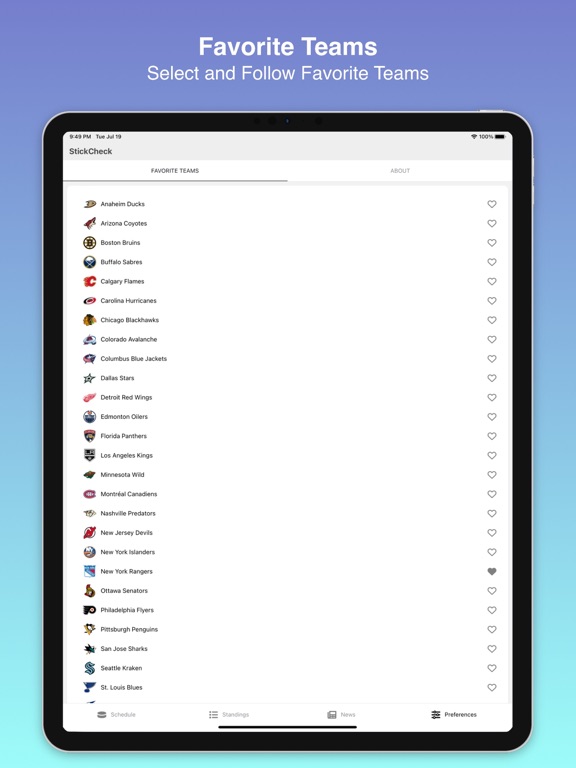 StickCheck: Hockey Scores iPad screenshot 7 - Sports app