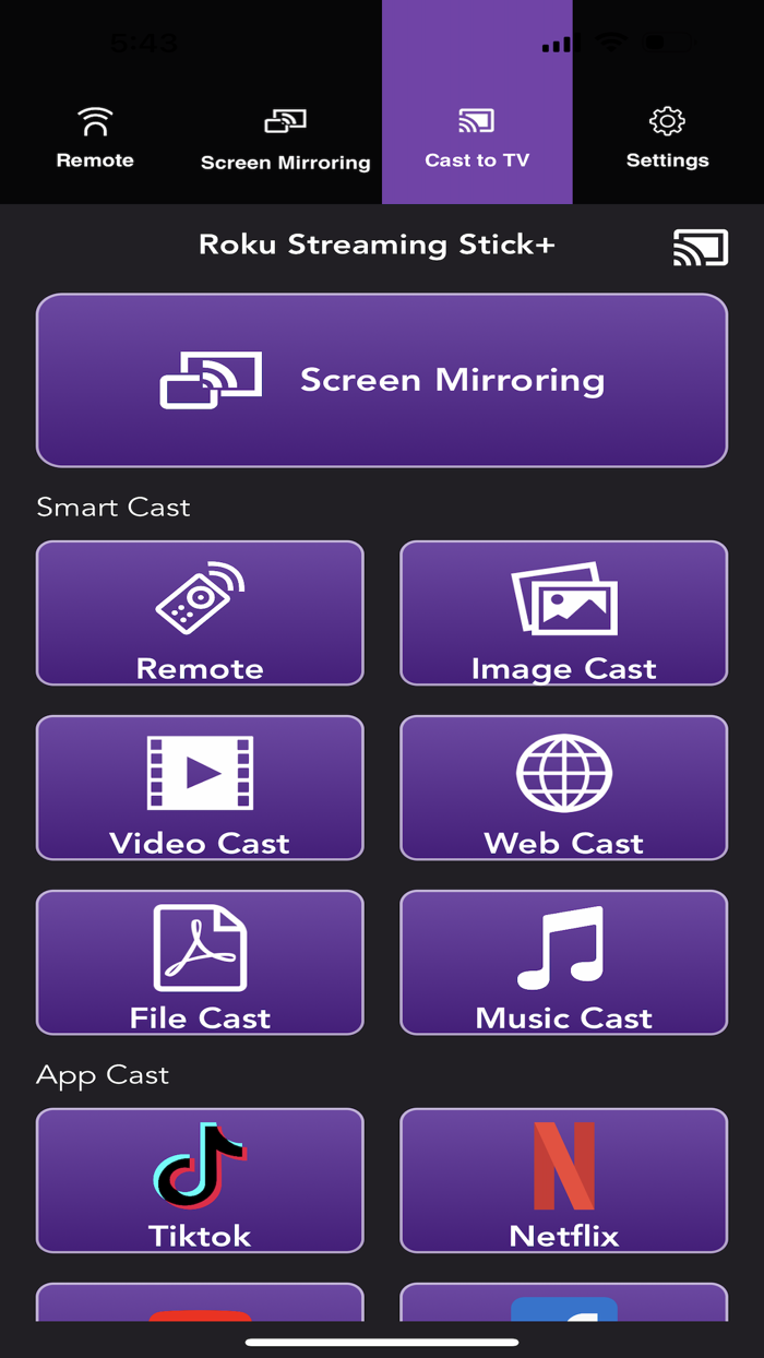 Roku Remote and Cast