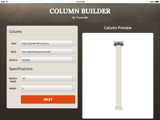 Turncraft Column Builder iPad screenshot