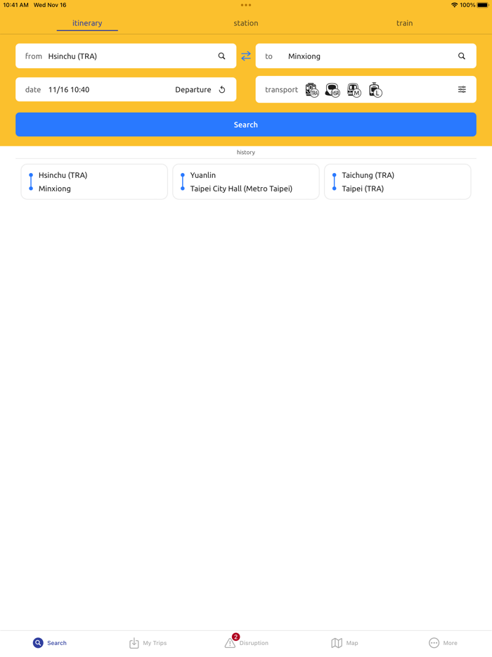 TransTaiwan 雙鐵-捷運 時刻表 路徑規劃