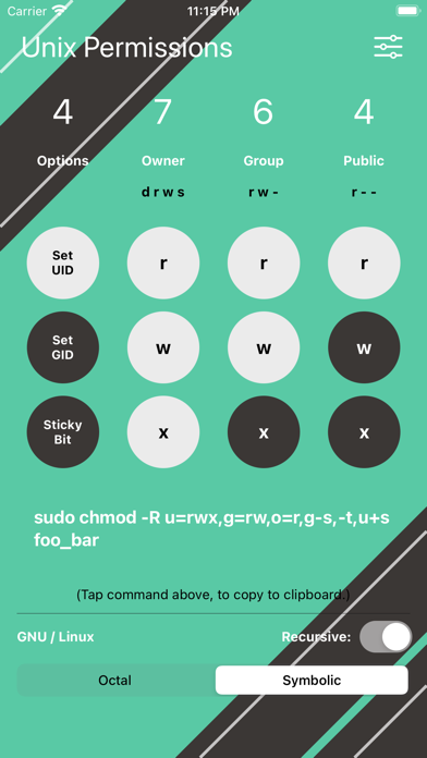 Unix Permissions Screenshot