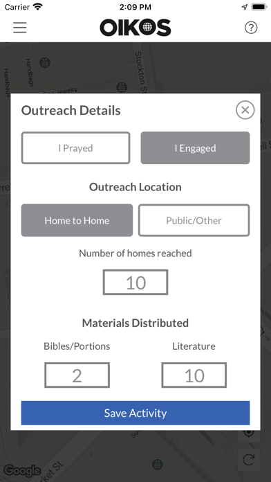 Oikos Outreach Screenshot