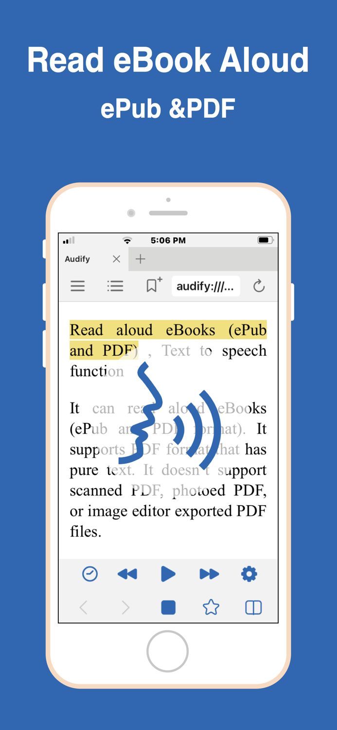 Audify read aloud web browser