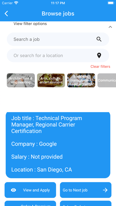 Resume Builder & Job search Screenshot