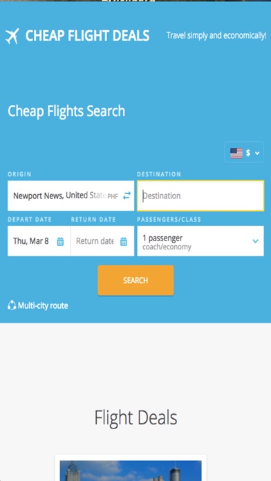 Cheap Flight Deals Screenshot