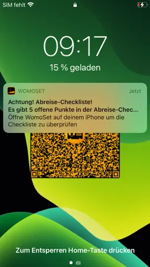 Screenshot von WomoSet auf dem iPhone 8