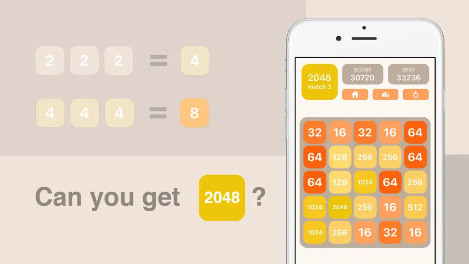 Скриншот 2048 - три в ряд на iPhone 2