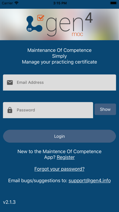 Maintenance Of Competence Log Screenshot